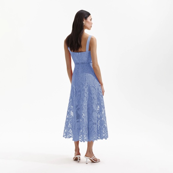 Self Portrait Blue Guipure Lace Midi Dress - Picture 3 of 10